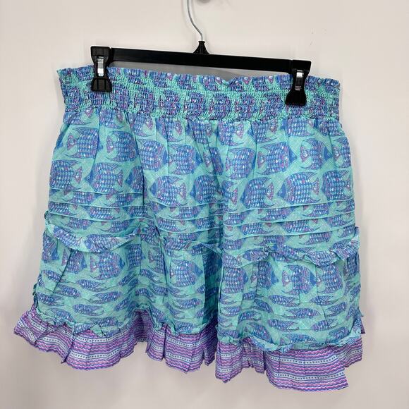 VINEYARD VINES NWT Tang Fish Smocked Skirt in Crystal Blue // L - Picture 8 of 11